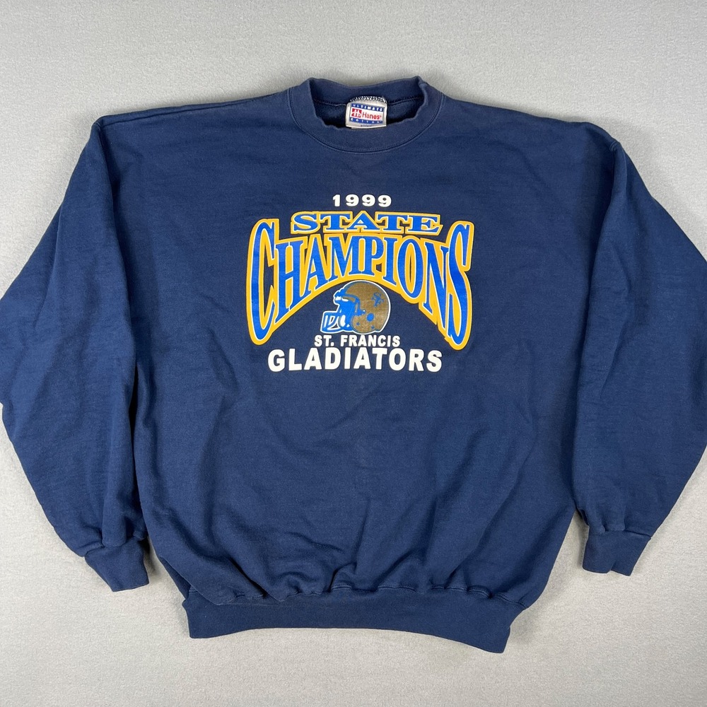 VTG ST Francis Gladiators Football Sweatshirt Fits XL HS State Champs 1999 TC MI